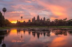 Siem Reap and Roluos Group structure at dawn - Highlights of Cambodia