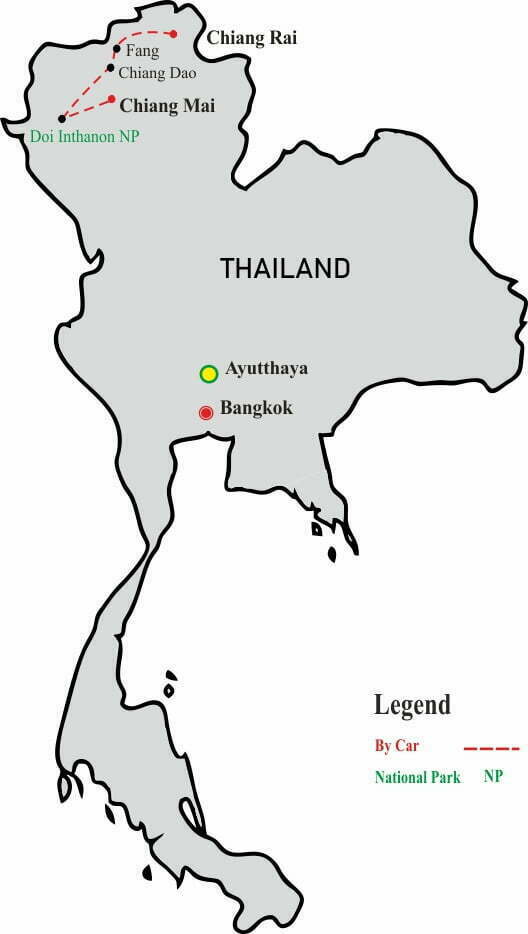 Northern Thailand 9 days our map