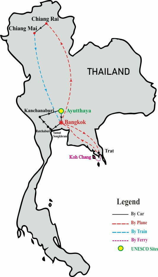 Passion Thailand 14 days map