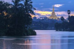 Shwedagon in twilight in Myanmar