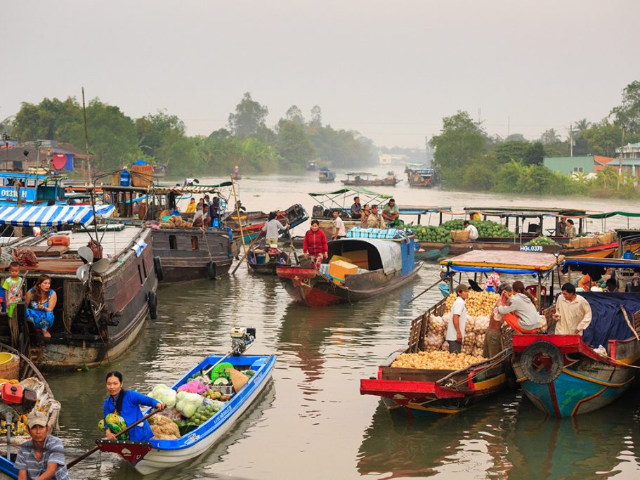 Taste delicious dishes and fruits on Mekong Delta in Vietnam