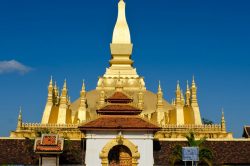 Exterior of Pha That Luang Temple (Great golden stupa in Vientiane) - Laos family adventure with Hanoi Voyages