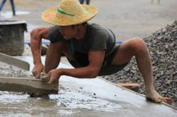 Burmese man working in construction