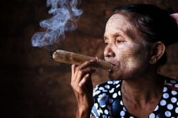 Burmese woman smoking