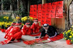 Calligraphy tradition in Lunar New Year Festival, or Tet in Vietnam