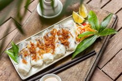 Banh Cuon is Vietnamese steamed rice rolls, perfect for breakfast
