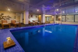 Heated pool in Sunny Mountain Hotel