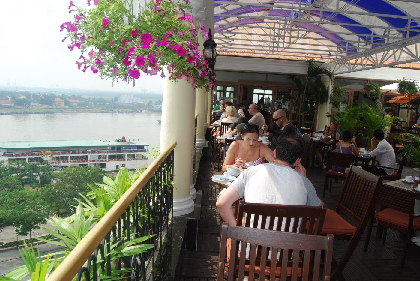 Clients eating at Majestic Saigon Terrace