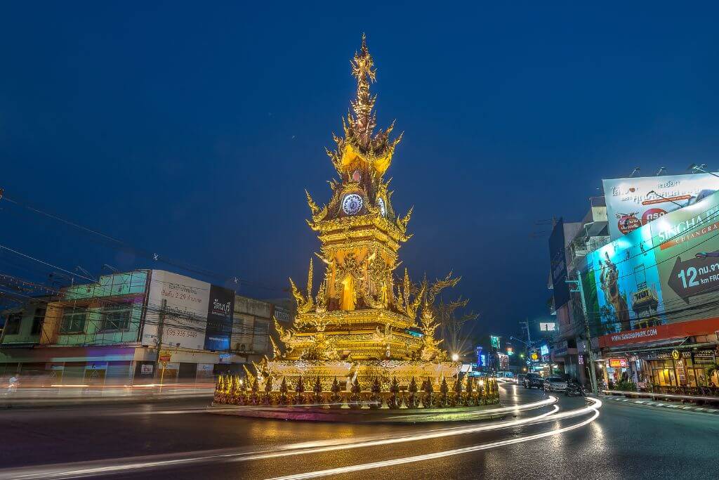 Clock Tower in main road Chiang Rai